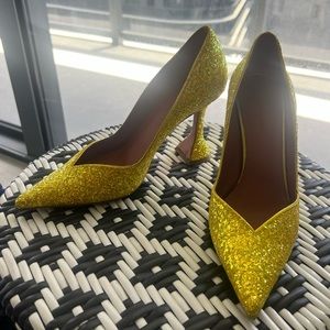Amina Muaddi Glitter Pumps